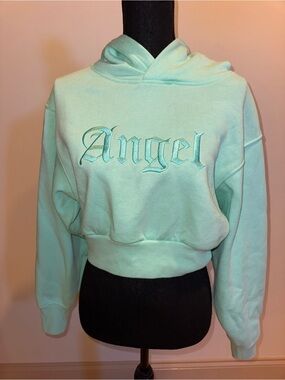 refuge Cropped 'Angel' Hoodie in Mint